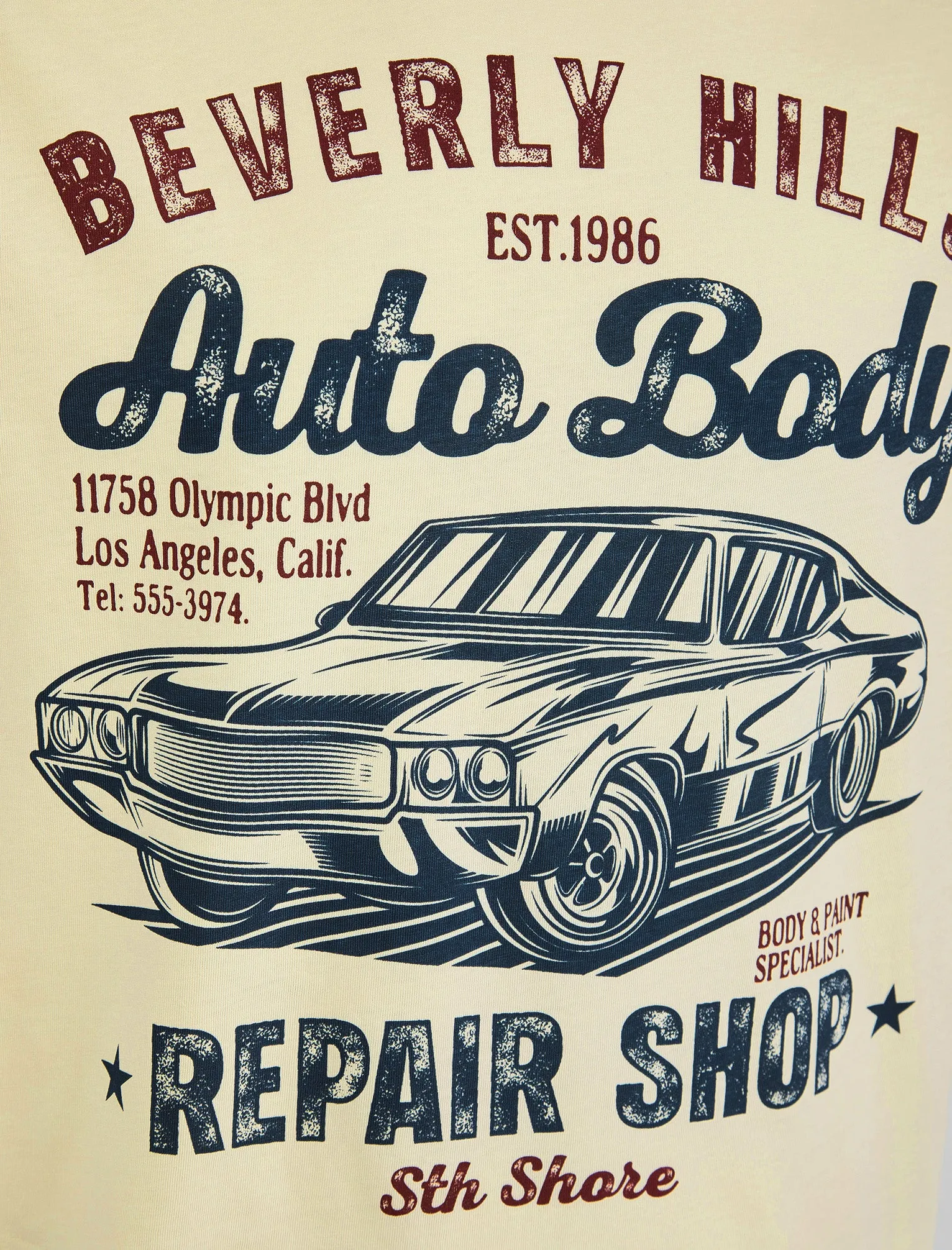 Aldridge Vintage Retro Graphic Print Motif Cotton Jersey T-Shirt in Seedpearl - South Shore sold by Tokyo Laundry product image thumbnail 3