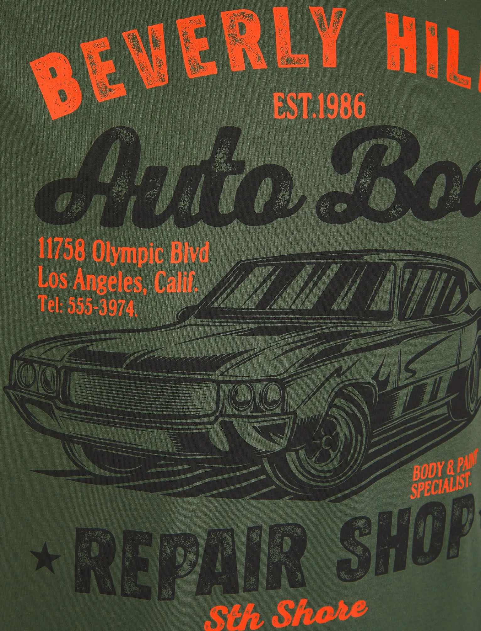 Aldridge Vintage Retro Graphic Print Motif Cotton Jersey T-Shirt in Thyme - South Shore sold by Tokyo Laundry product image thumbnail 3