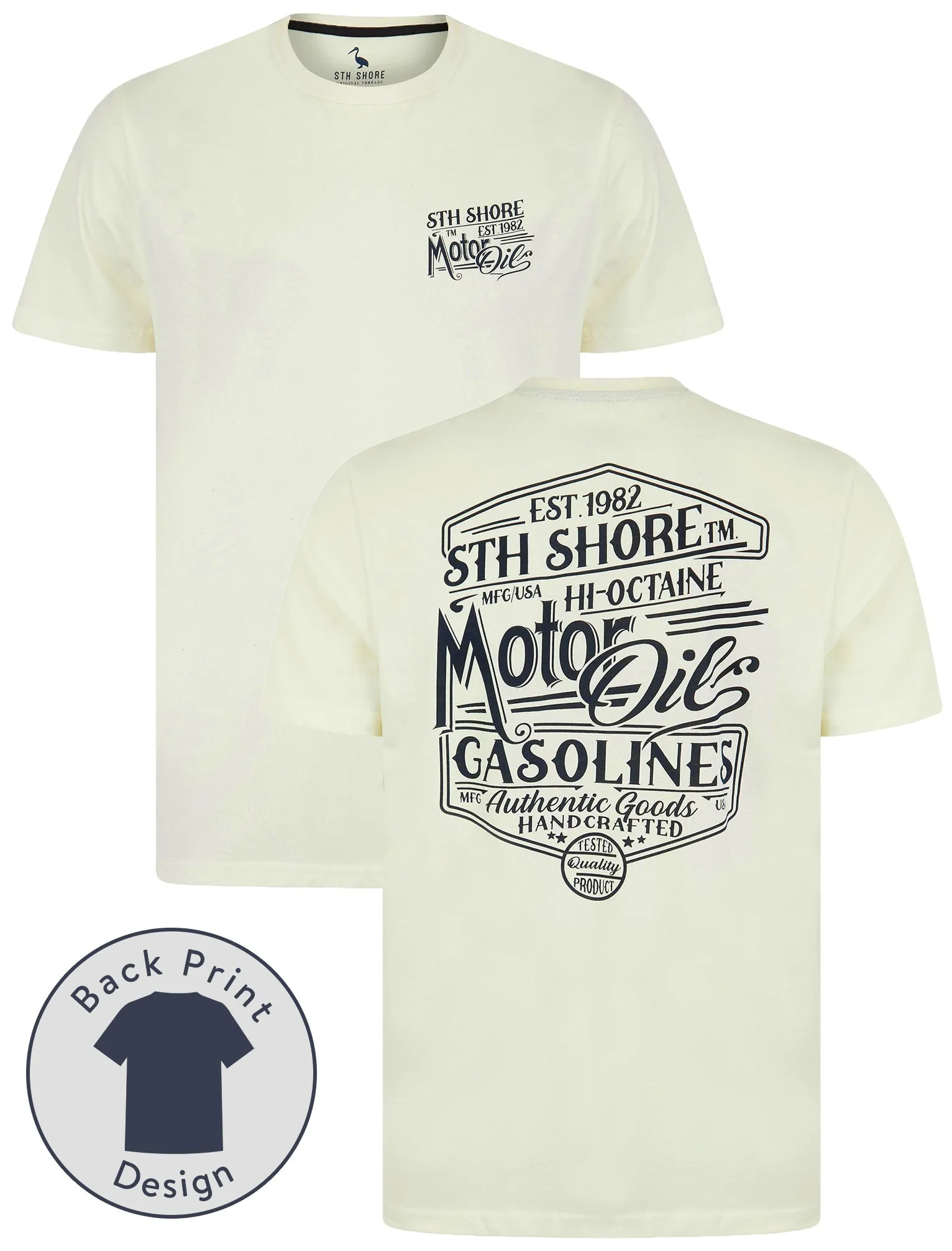 Ablett Back Print Vintage Retro Graphic Motif Cotton Jersey T-Shirt in Sugar Swizzle - South Shore sold by Tokyo Laundry