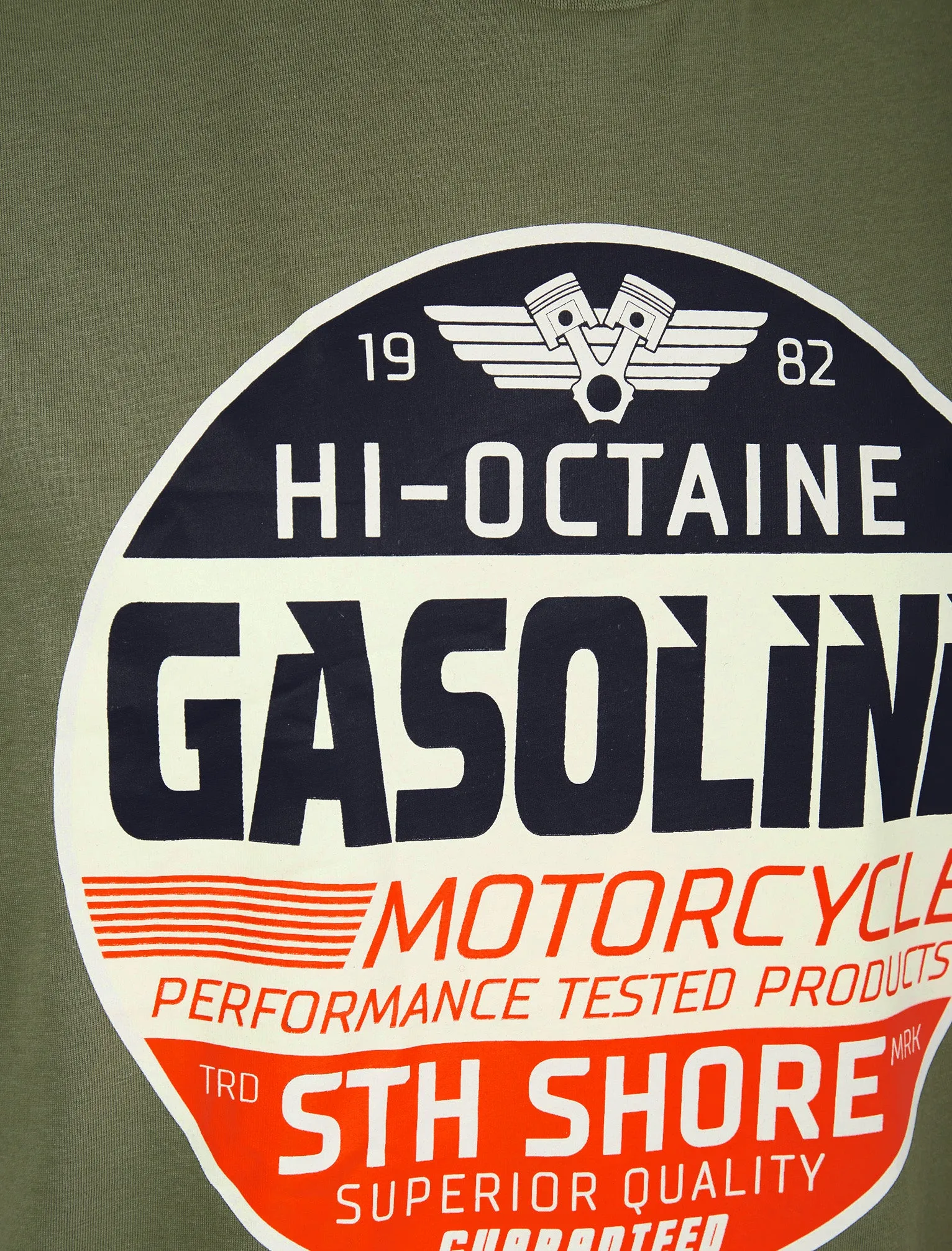 Burrows Vintage Retro Graphic Print Motif Cotton Jersey T-Shirt in Mulled Basil - South Shore sold by Tokyo Laundry product image thumbnail 3