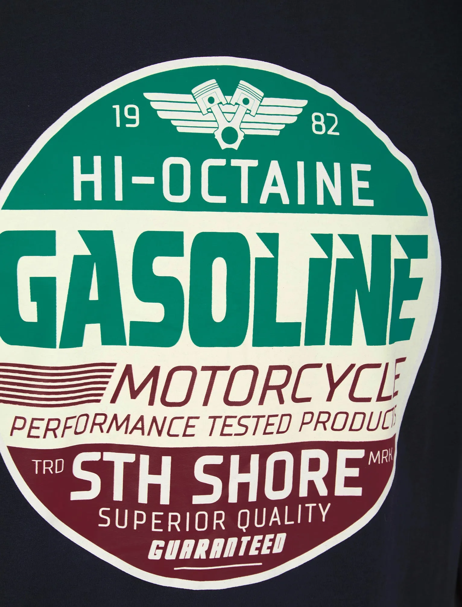 Burrows Vintage Retro Graphic Print Motif Cotton Jersey T-Shirt in Sky Captain Navy - South Shore sold by Tokyo Laundry product image thumbnail 3