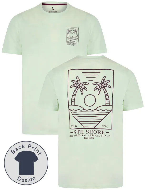 Beglin Back Print Vintage Retro Graphic Motif Cotton Jersey T-Shirt in Hint of Mint - South Shore sold by Tokyo Laundry