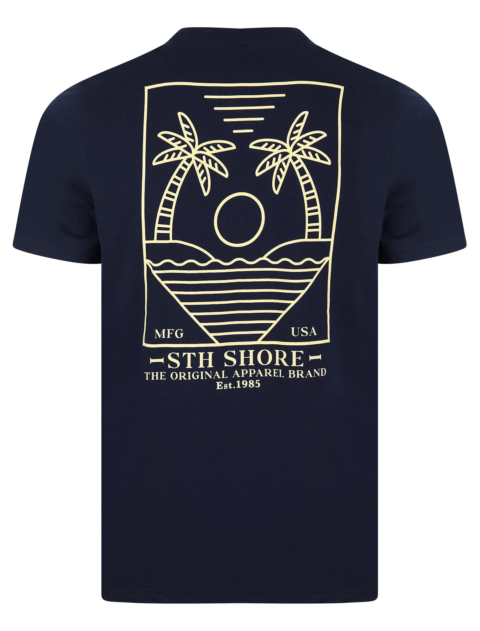 Beglin Back Print Vintage Retro Graphic Motif Cotton Jersey T-Shirt in Medieval Blue - South Shore sold by Tokyo Laundry product image thumbnail 3