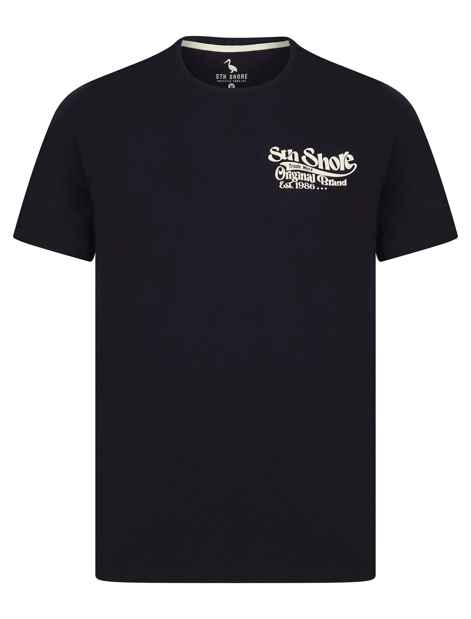 Benteke Back Print Vintage Retro Graphic Motif Cotton Jersey T-Shirt in Sky Captain Navy - South Shore sold by Tokyo Laundry product image thumbnail 2