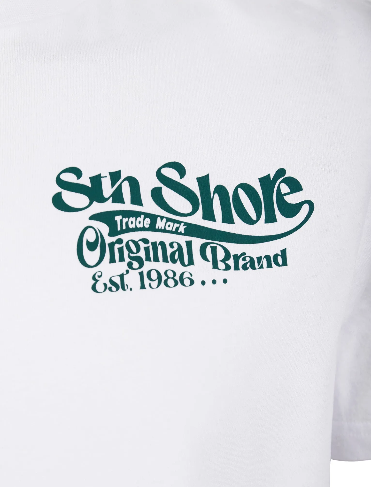 Benteke Back Print Vintage Retro Graphic Motif Cotton Jersey T-Shirt in Bright White - South Shore sold by Tokyo Laundry product image thumbnail 4