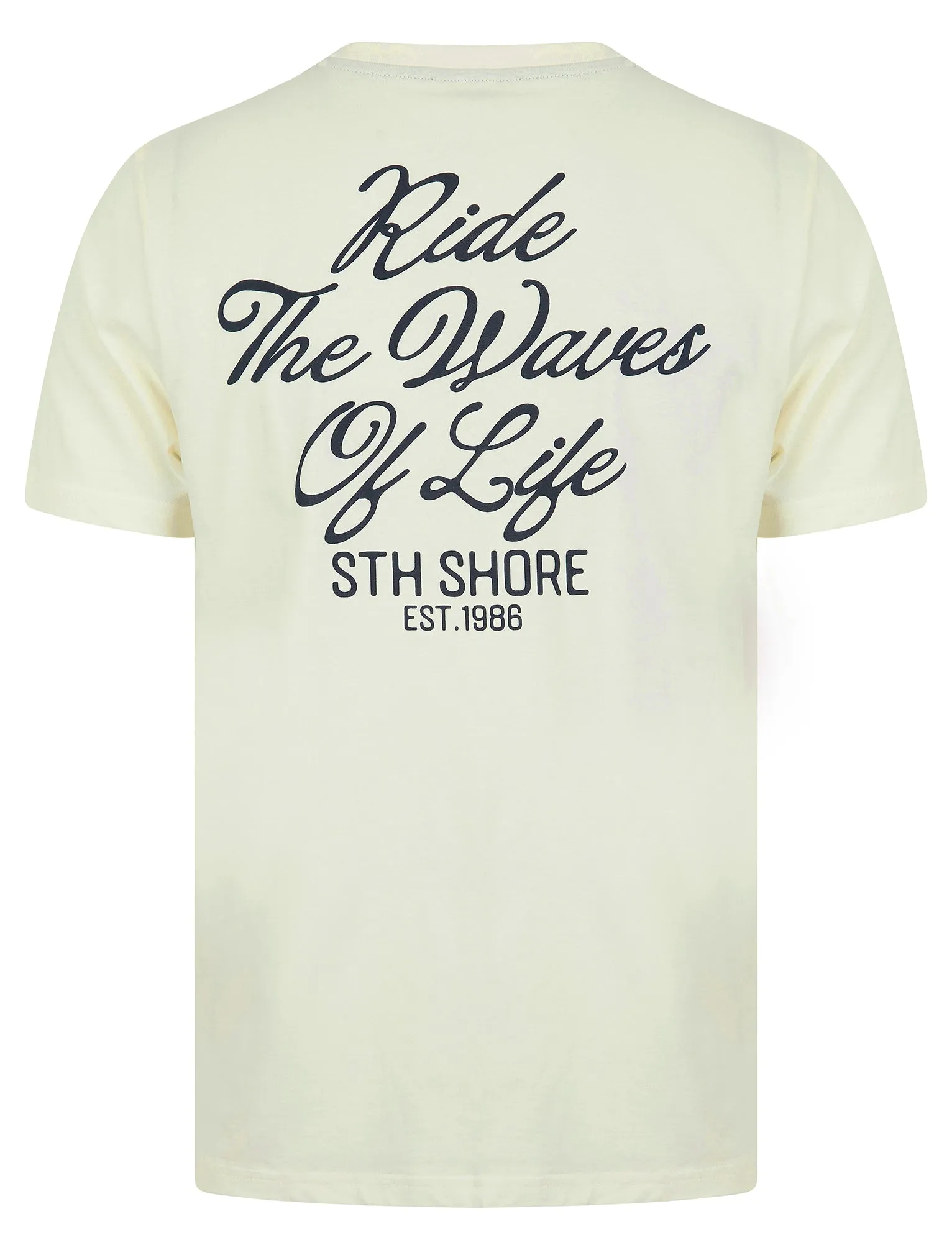 Aquilani Back Print Vintage Retro Graphic Motif Cotton Jersey T-Shirt in Sugar Swizzle - South Shore sold by Tokyo Laundry product image thumbnail 3