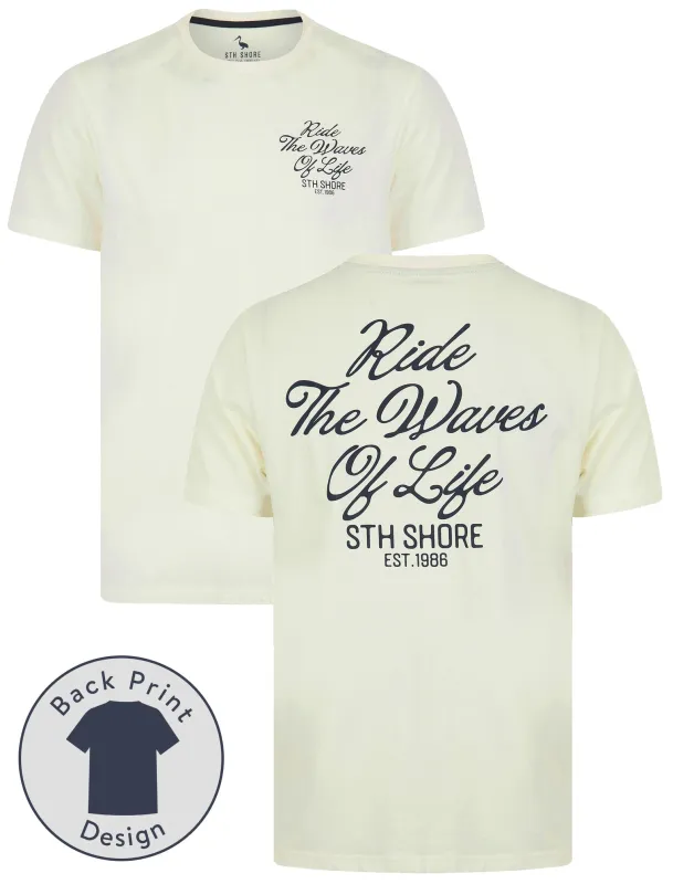 Aquilani Back Print Vintage Retro Graphic Motif Cotton Jersey T-Shirt in Sugar Swizzle - South Shore sold by Tokyo Laundry