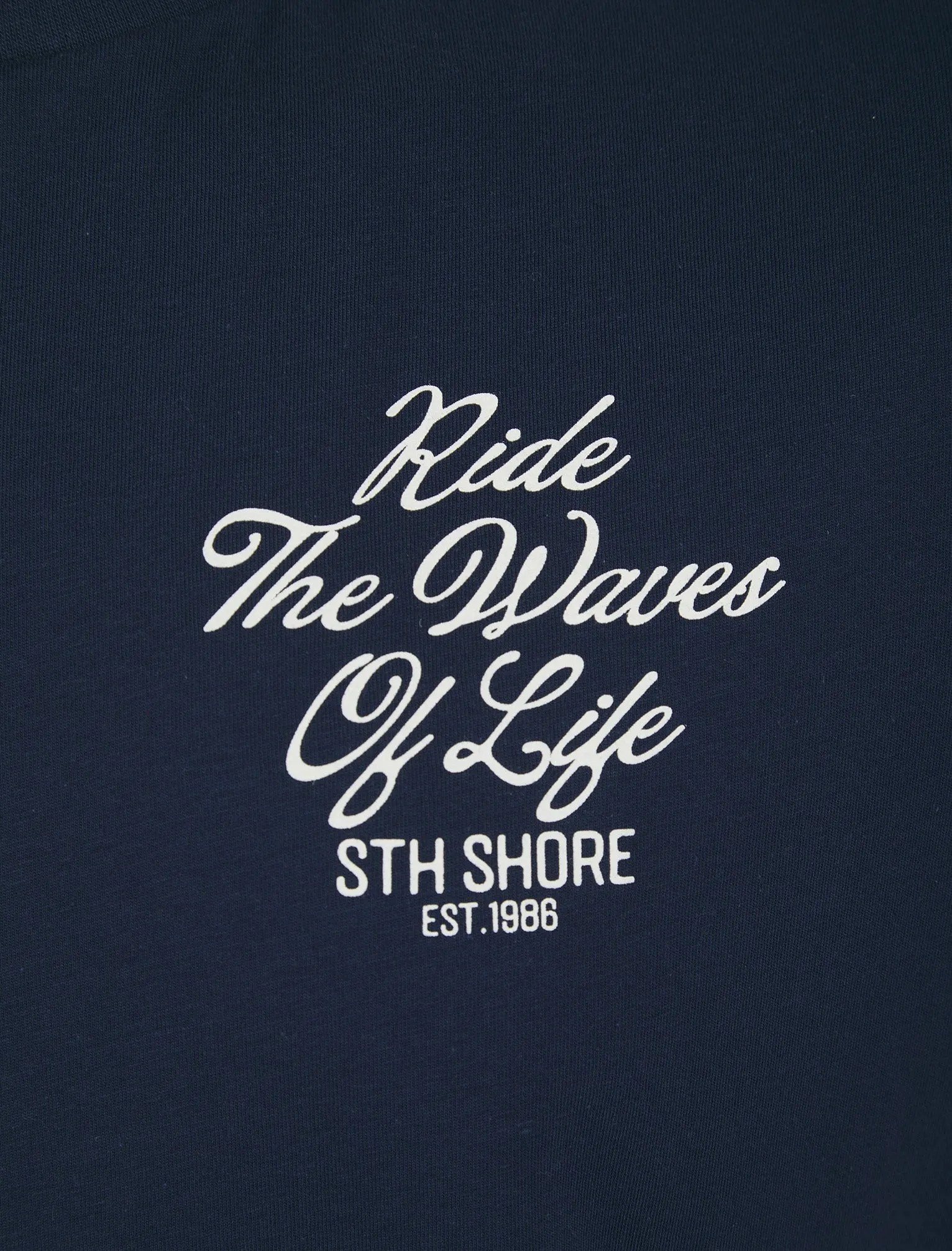 Aquilani Back Print Vintage Retro Graphic Motif Cotton Jersey T-Shirt in Medieval Blue - South Shore sold by Tokyo Laundry product image thumbnail 4