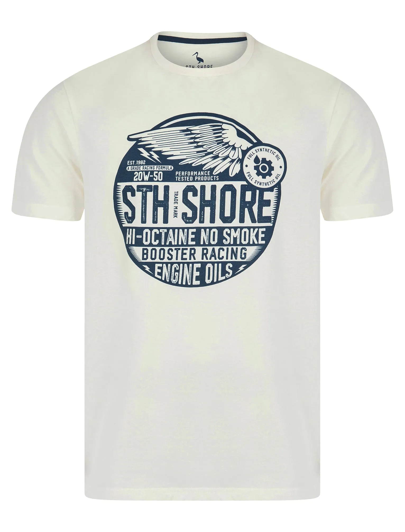 Babbel Vintage Retro Graphic Print Motif Cotton Jersey T-Shirt in Sugar Swizzle - South Shore sold by Tokyo Laundry