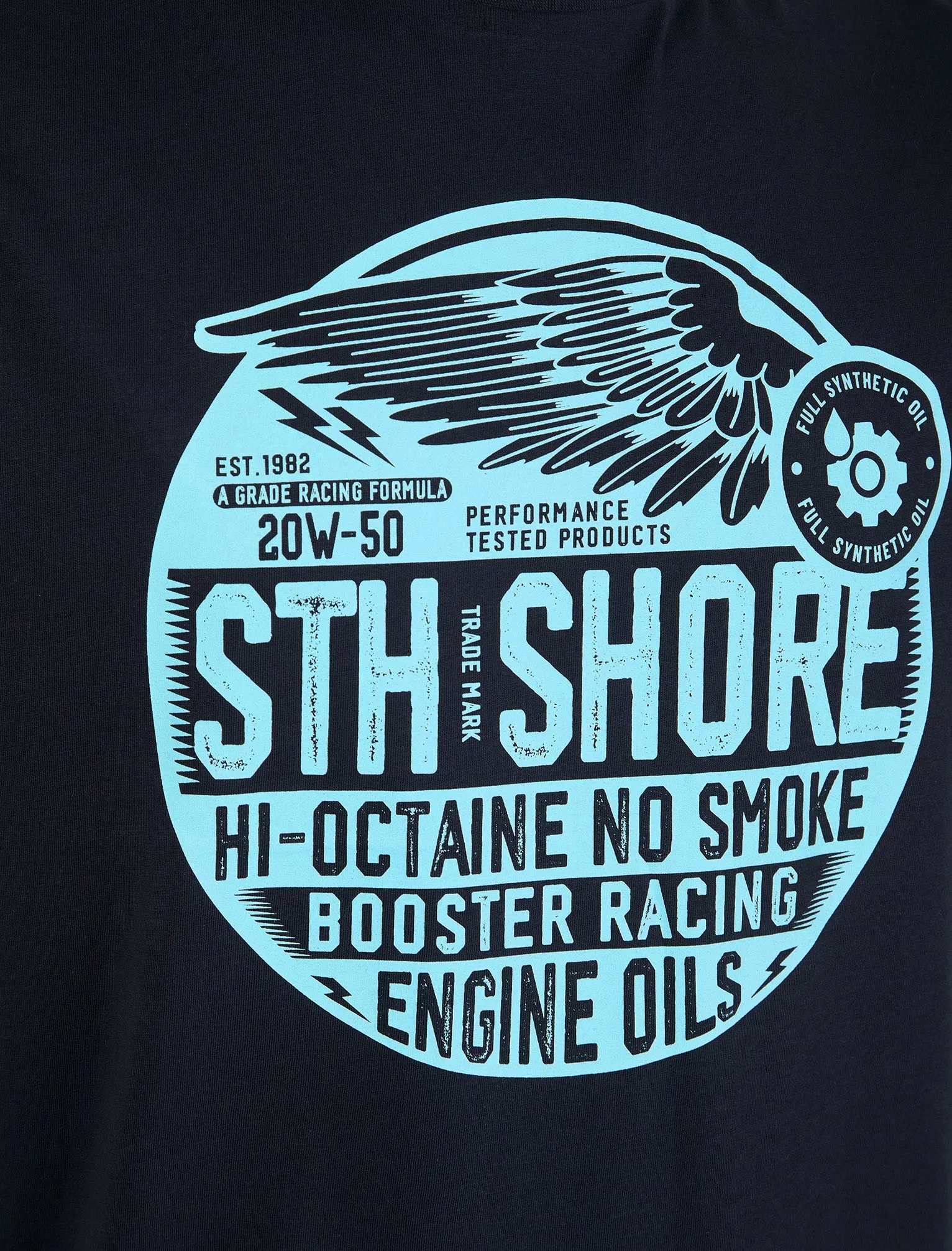 Babbel Vintage Retro Graphic Print Motif Cotton Jersey T-Shirt in Sky Captain Navy - South Shore sold by Tokyo Laundry product image thumbnail 3