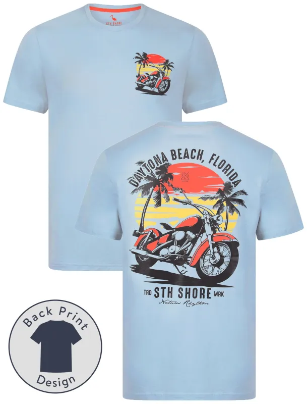 Anelka Back Print Vintage Retro Graphic Motif Cotton Jersey T-Shirt in Celestial Blue - South Shore sold by Tokyo Laundry