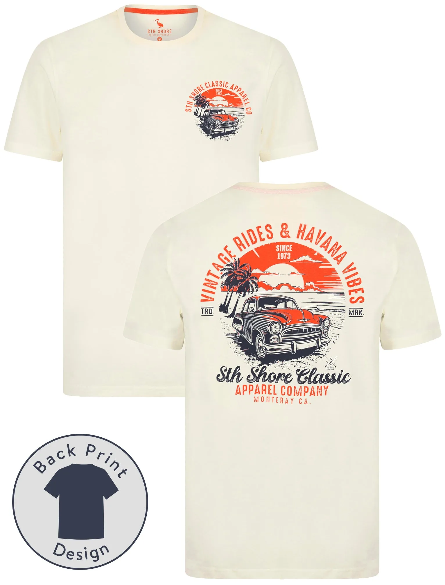 Agger Back Print Vintage Retro Graphic Motif Cotton Jersey T-Shirt in Snow White - South Shore sold by Tokyo Laundry