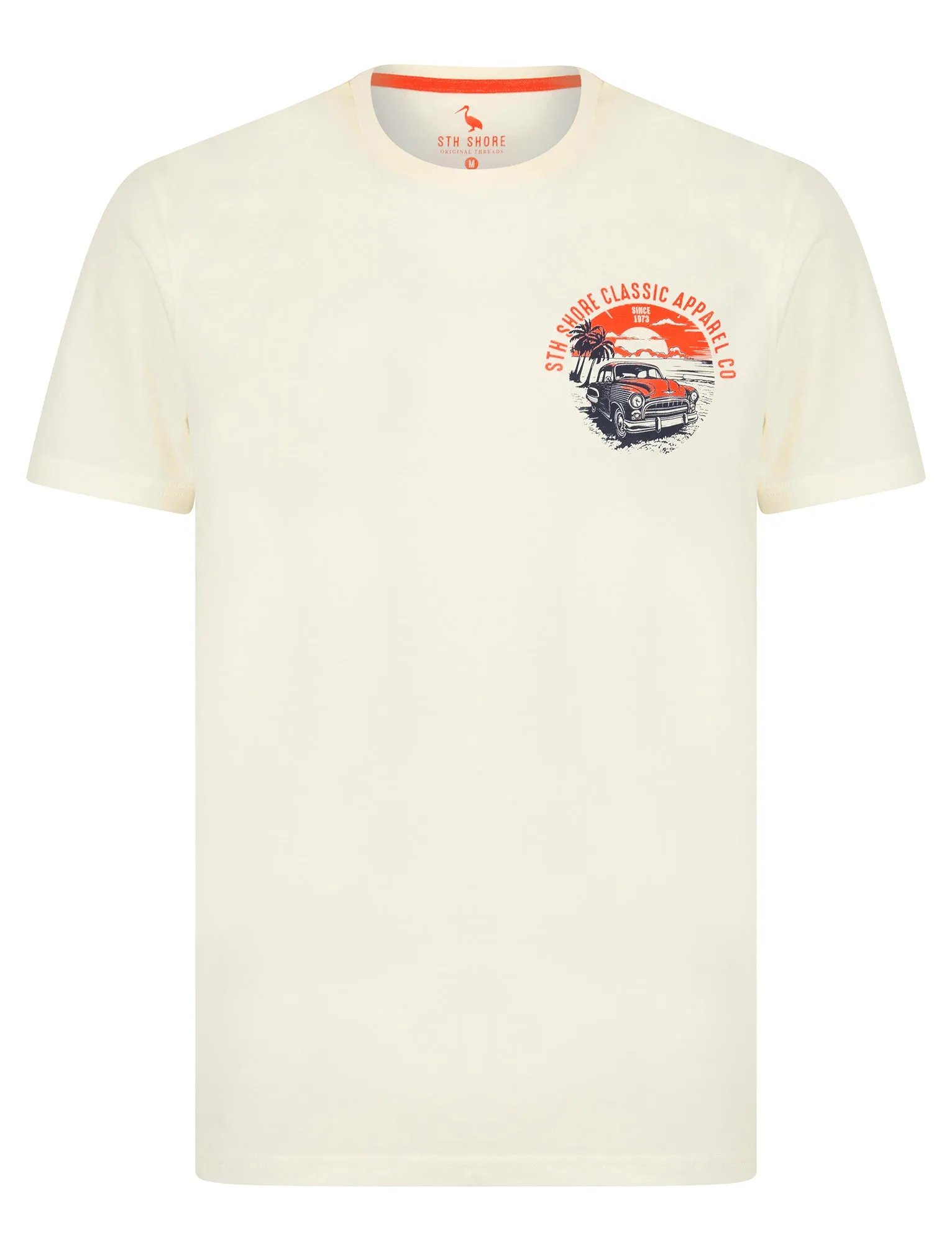 Agger Back Print Vintage Retro Graphic Motif Cotton Jersey T-Shirt in Snow White - South Shore sold by Tokyo Laundry product image thumbnail 2