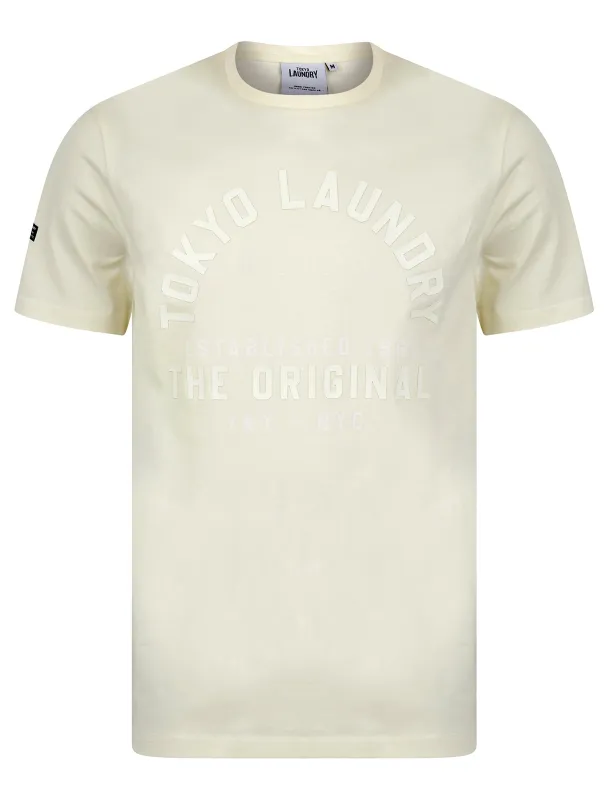 Lewes Vintage Retro Motif Cotton Jersey T-Shirt in Gardenia - Tokyo Laundry sold by Tokyo Laundry