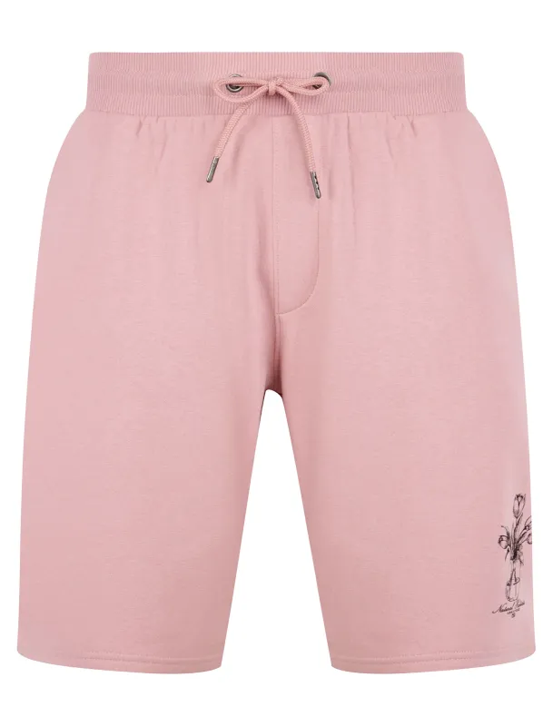 Tavon Graphic Motif Brushback Fleece Jogger Shorts in Zephyr Rose - Tokyo Laundry sold by Tokyo Laundry