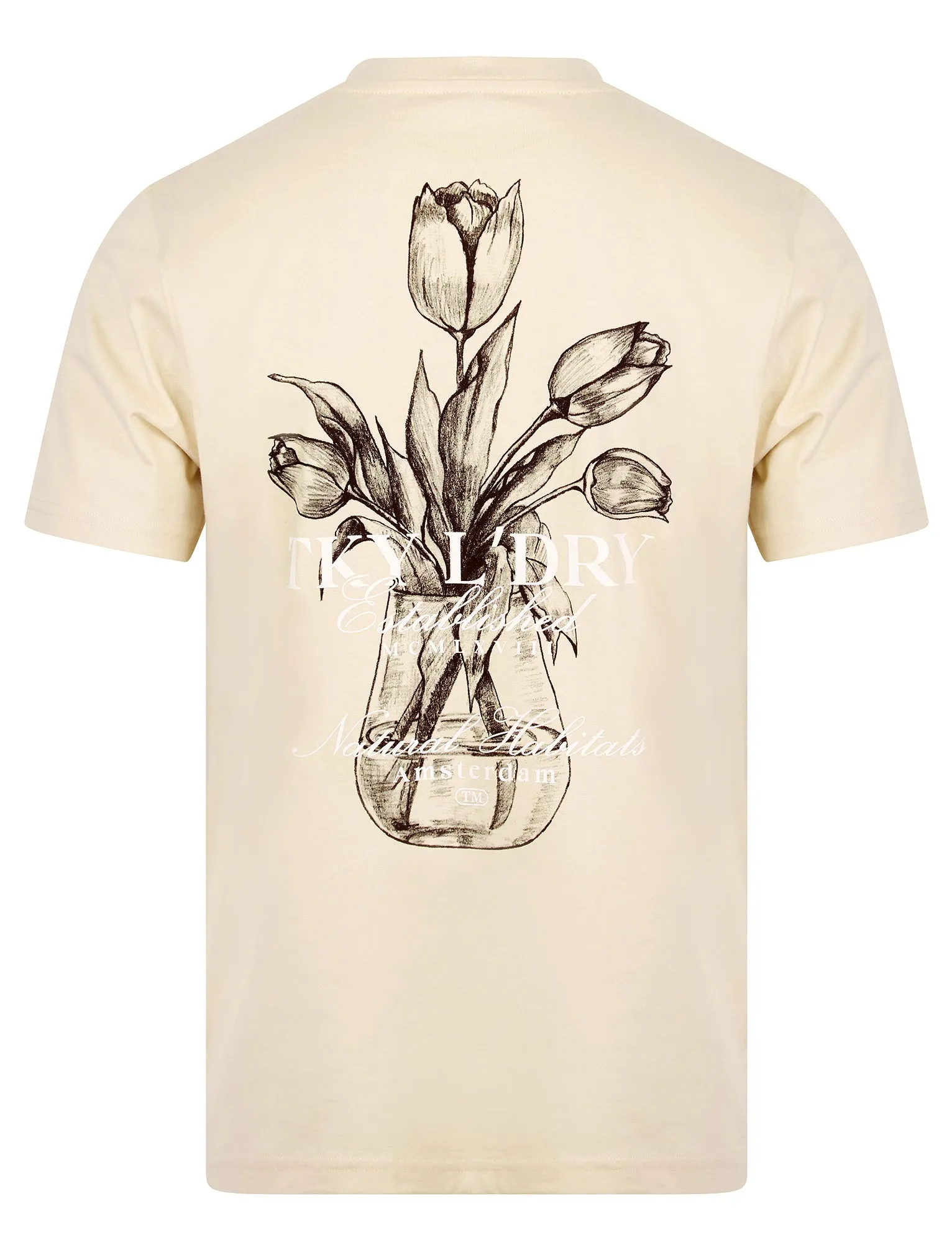 Tassos Vintage Retro Reverse Graphic Print Cotton Jersey T-Shirt in Summer Sand - Tokyo Laundry sold by Tokyo Laundry product image thumbnail 3