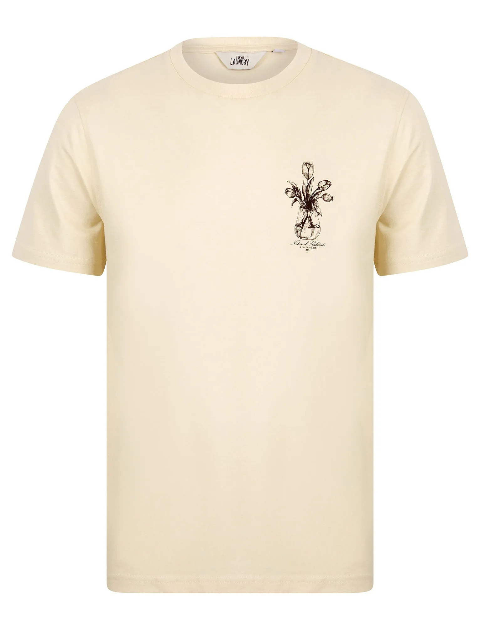 Tassos Vintage Retro Reverse Graphic Print Cotton Jersey T-Shirt in Summer Sand - Tokyo Laundry sold by Tokyo Laundry product image thumbnail 2