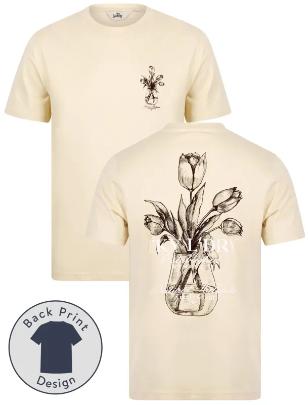 Tassos Vintage Retro Reverse Graphic Print Cotton Jersey T-Shirt in Summer Sand - Tokyo Laundry sold by Tokyo Laundry