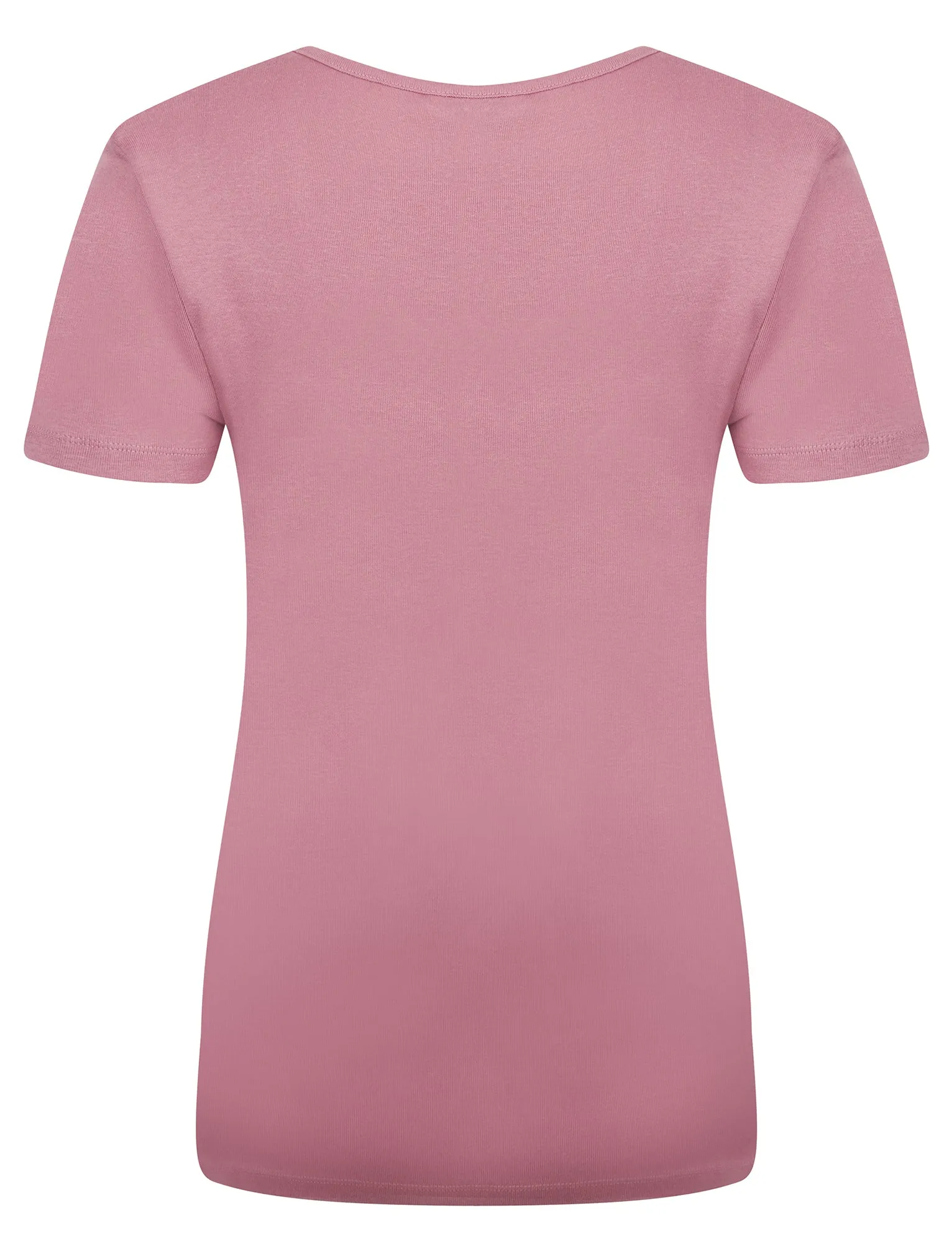 Viola Plain 100% Cotton Scoop V-Neck T-Shirt in Mesa Rose - Amara Reya sold by Tokyo Laundry product image thumbnail 2
