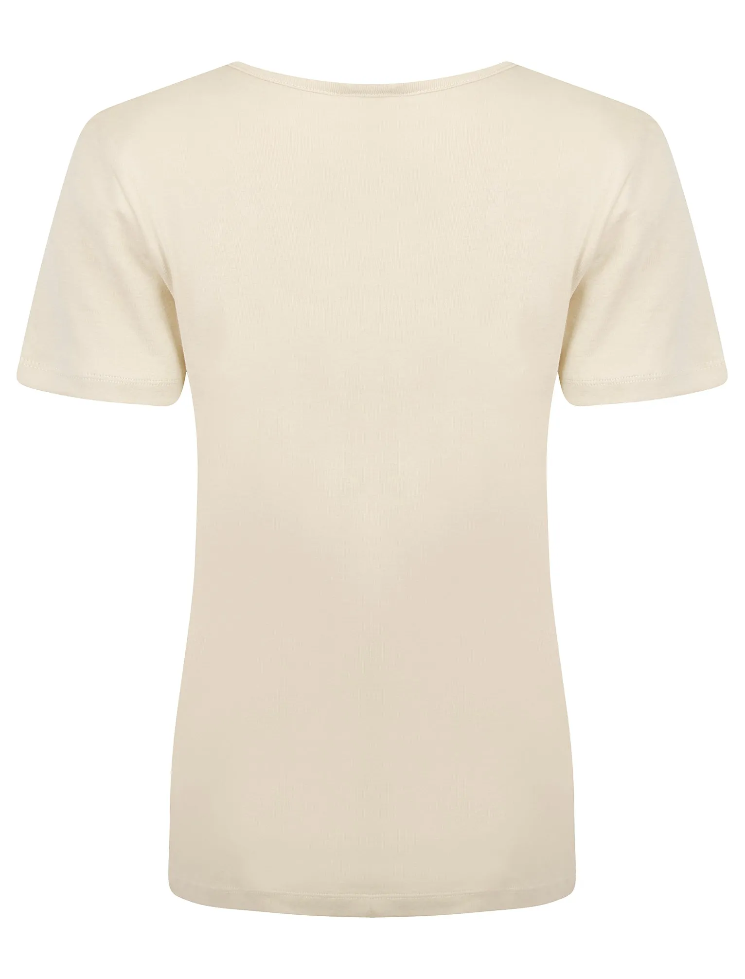 Viola Plain 100% Cotton Scoop V-Neck T-Shirt in Moonbeam Stone - Amara Reya sold by Tokyo Laundry product image thumbnail 2