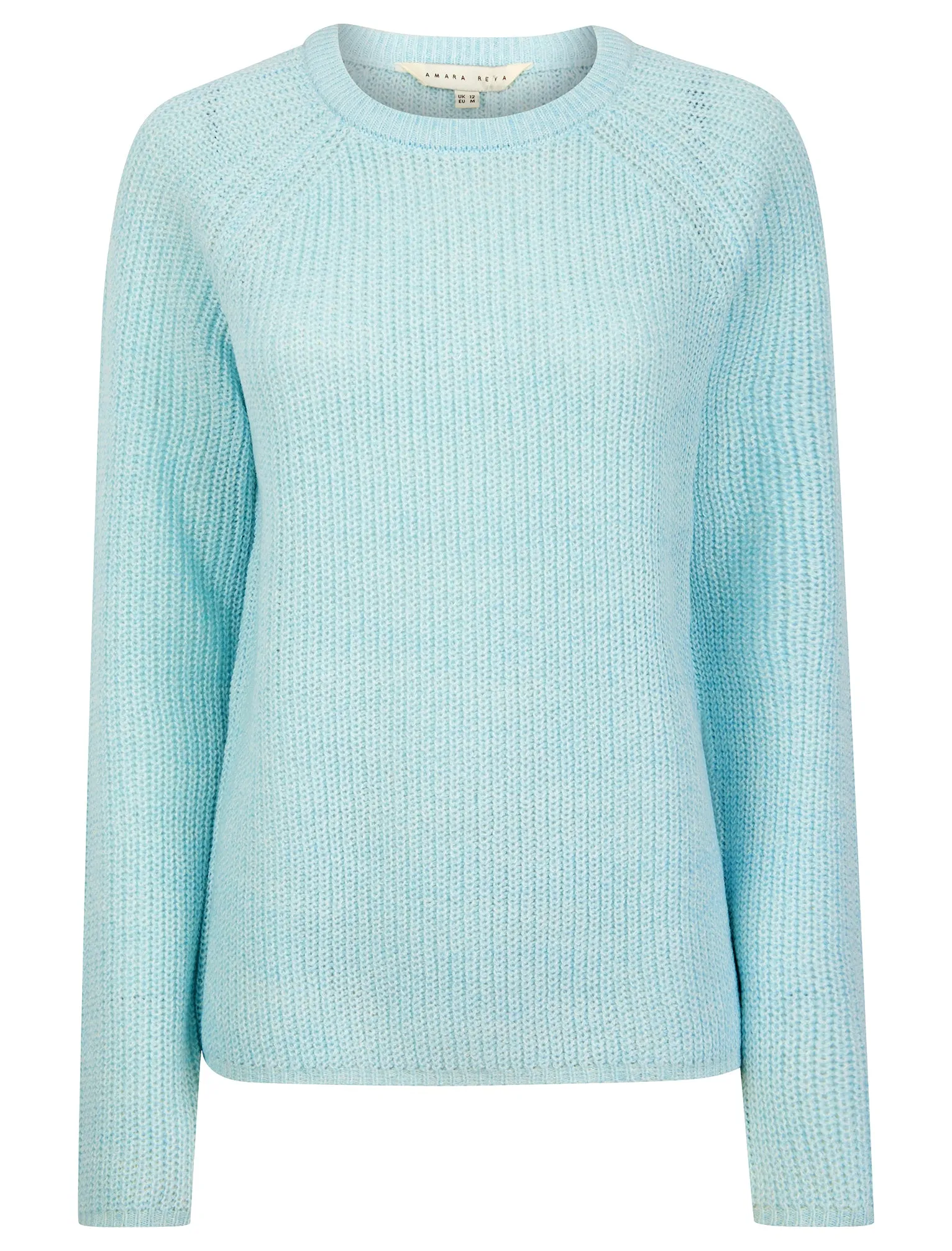 Lilycove Rib Knit Raglan Sleeve Crew Neck Fisherman Style Knitted Jumper in Ice Blue - Amara Raya sold by Tokyo Laundry