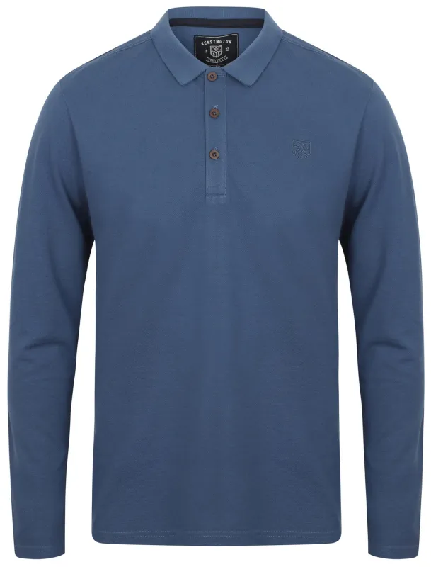 Edmonds Long Sleeve Polo Top In Bijou Blue - Kensington Eastside sold by Tokyo Laundry