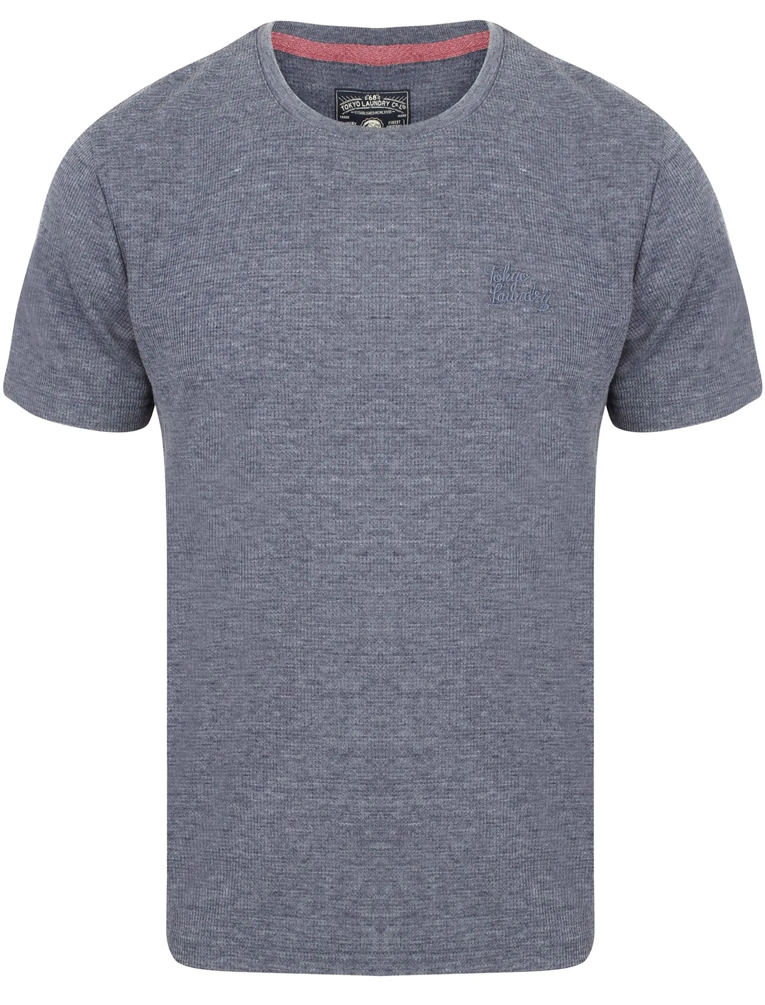 Lough Waffle Textured Burn Out T-Shirt In True Navy - Tokyo Laundry sold by Tokyo Laundry