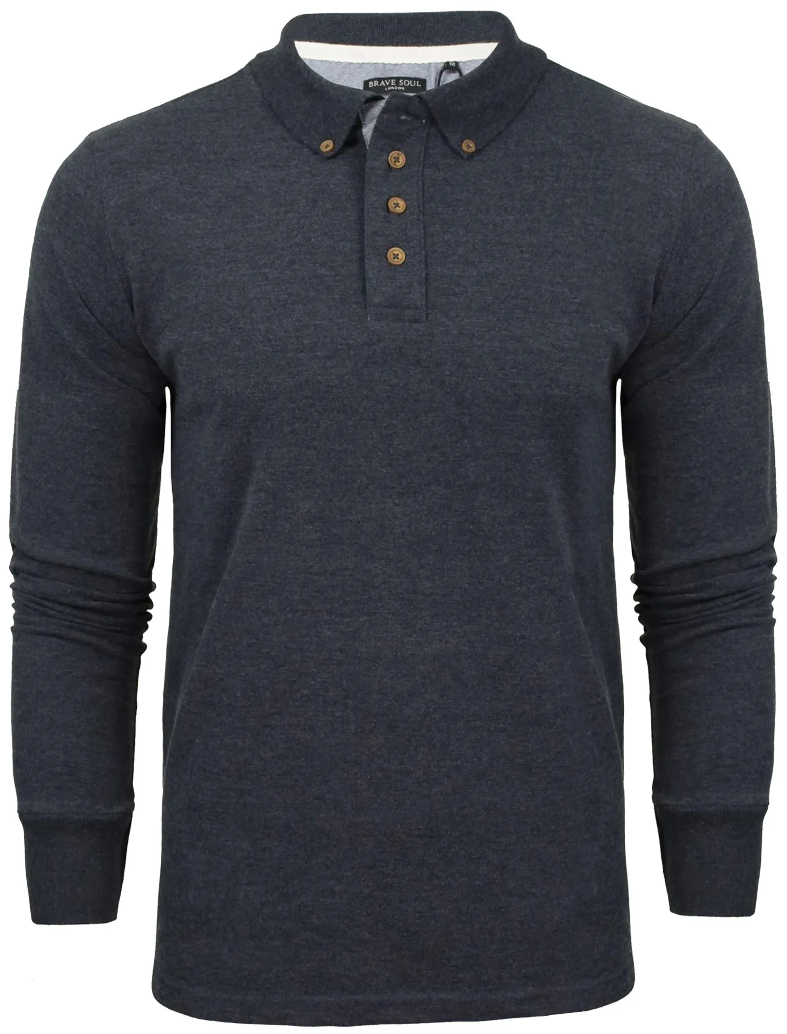 Howell Long Sleeve Polo Shirt in Navy Marl sold by Tokyo Laundry