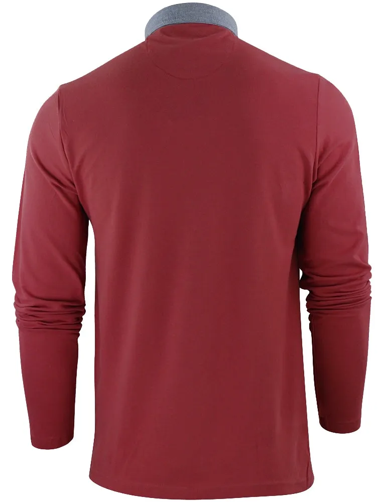 Herag Chambray Collar Long Sleeve Polo Shirt in Ruby Wine sold by Tokyo Laundry product image thumbnail 2