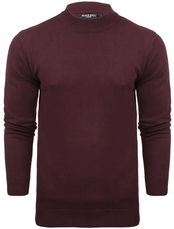 TurtleD High Neck Cotton Knitted Jumper in Elderberry made by Brave Soul