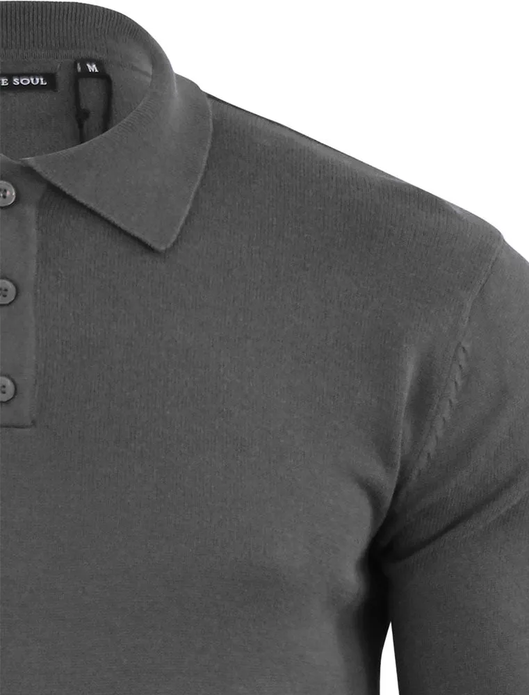 Placket B Long Sleeve Knitted Polo Shirt in Mid Grey sold by Tokyo Laundry product image thumbnail 3