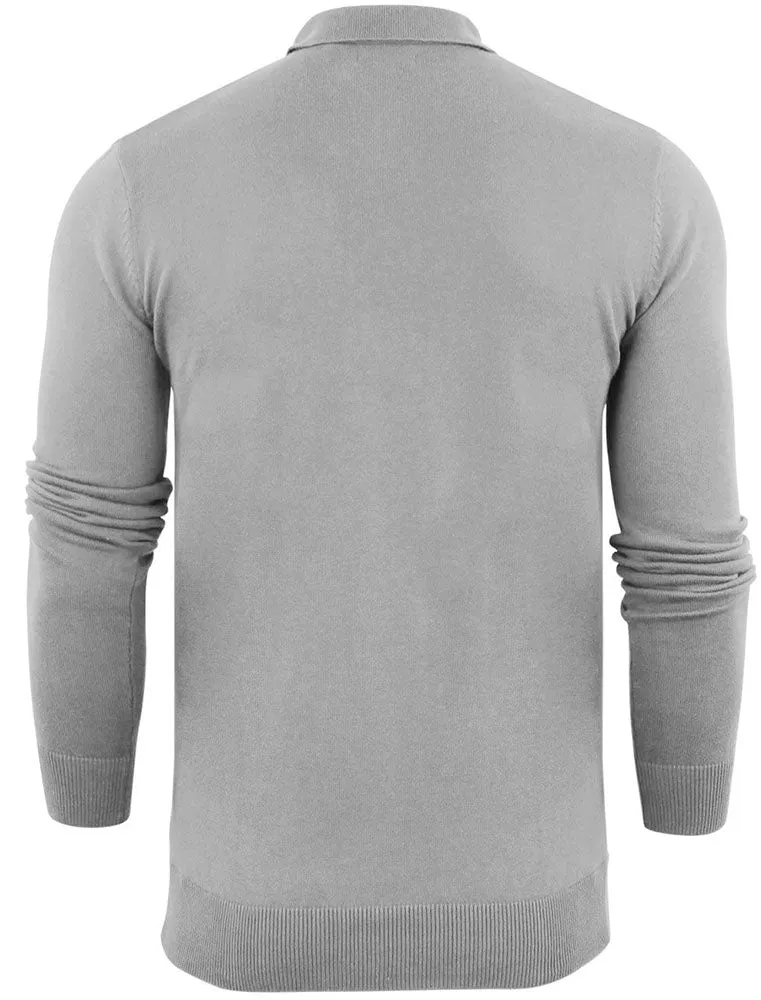 Placket B Long Sleeve Knitted Polo Shirt in Light Grey sold by Tokyo Laundry product image thumbnail 2