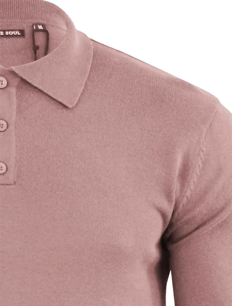 Placket C Long Sleeve Knitted Polo Shirt in Pink sold by Tokyo Laundry product image thumbnail 3