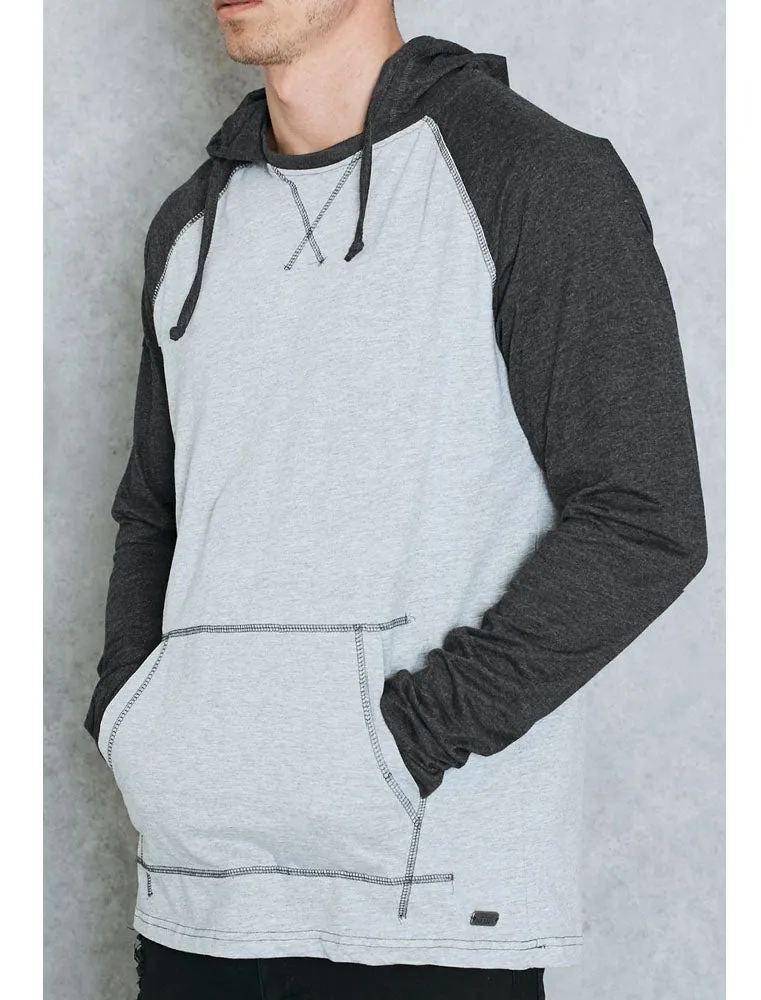 Riviera Raglan Long Sleeve Hooded Top in Charcoal sold by Tokyo Laundry