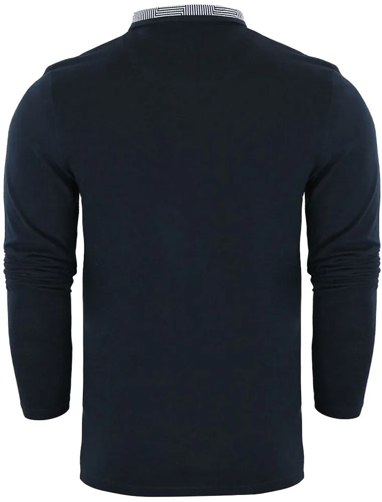 Hatter Long Sleeve Polo Shirt with Printed Collar in Navy sold by Tokyo Laundry product image thumbnail 2