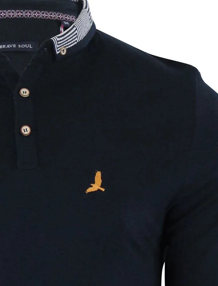 Hatter Long Sleeve Polo Shirt with Printed Collar in Navy sold by Tokyo Laundry product image thumbnail 3