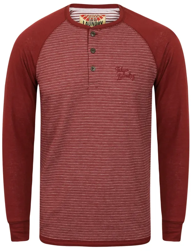 Sephro Raglan Sleeve Top with Stripe Print in Oxblood Marl - Tokyo Laundry made by Tokyo Laundry