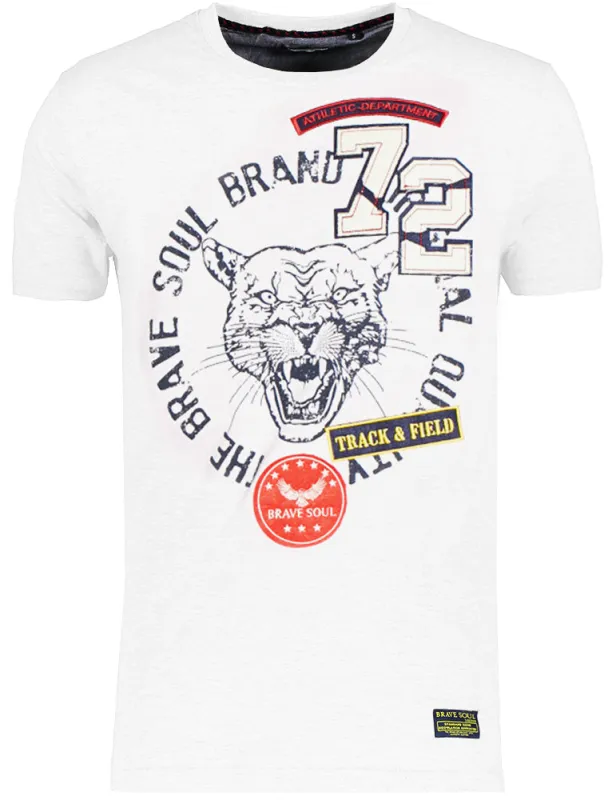 Wild Tiger Applique Crew Neck T-shirt In White made by Brave Soul