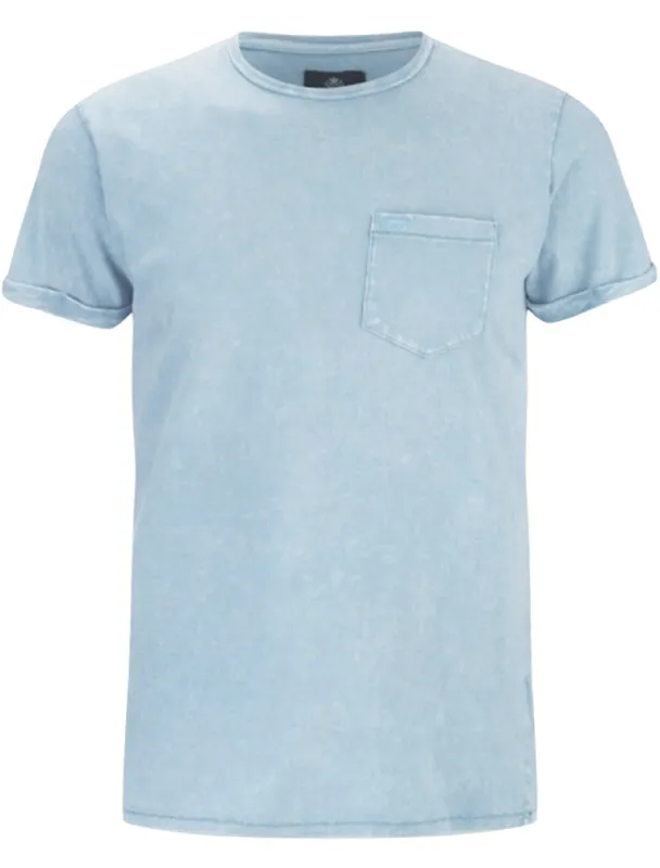 Eureka Burn Out Short Sleeve T-Shirt in Cornflower Blue made by Threadbare