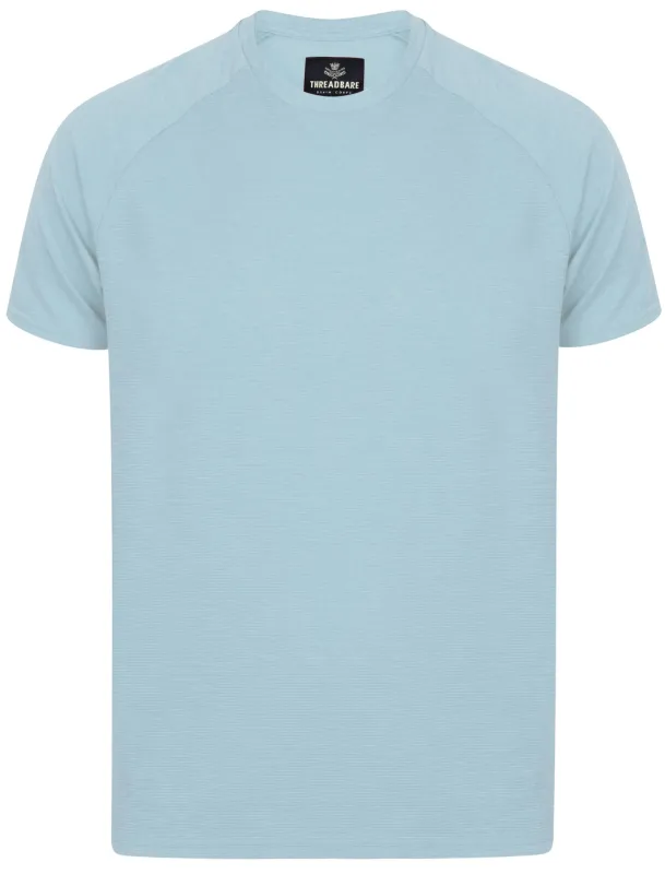 Huron Ribbed Crew Neck T-Shirt in Cornflower Blue made by Threadbare
