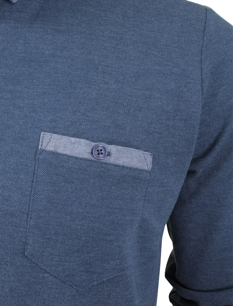 HeraF Chambray Collar Long Sleeve Polo Shirt in Vintage Indigo sold by Tokyo Laundry product image thumbnail 3