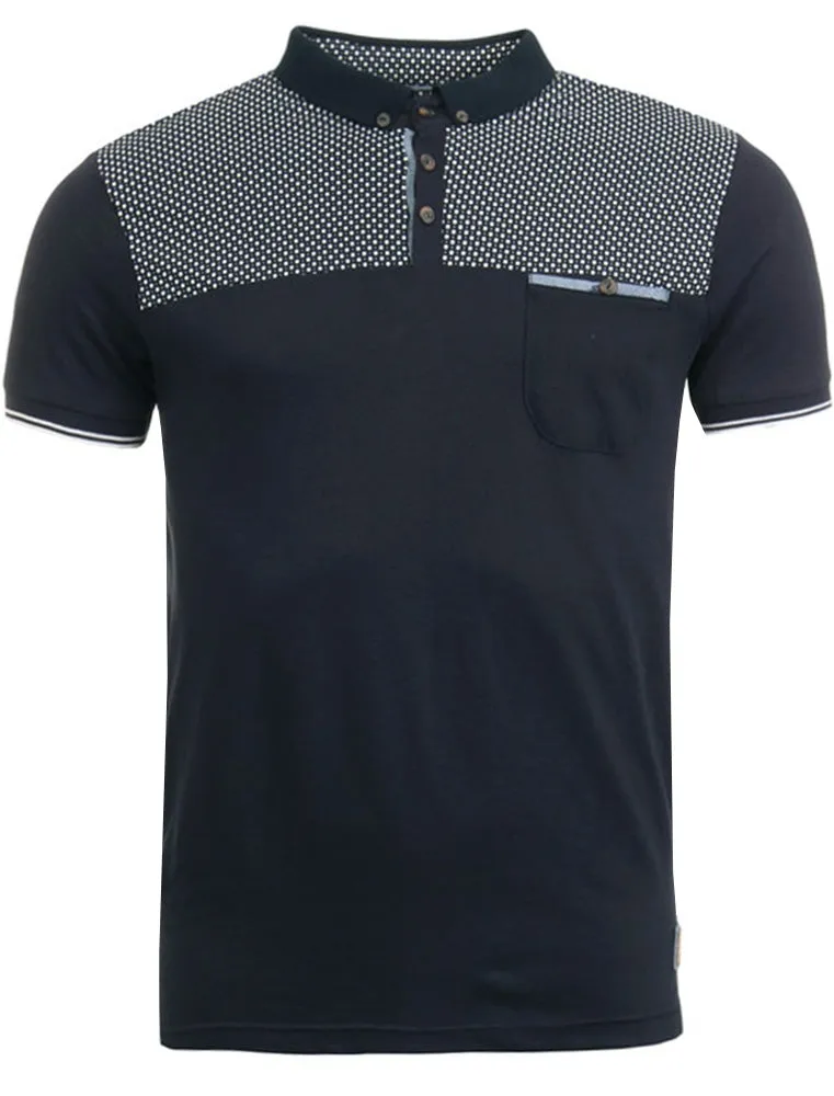 Evian Spot Print Polo Shirt in Navy sold by Tokyo Laundry