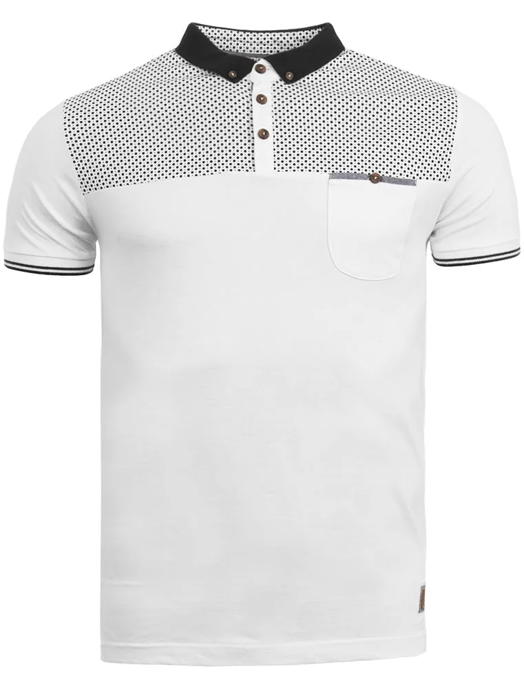 Evian Spot Print Polo Shirt in White sold by Tokyo Laundry