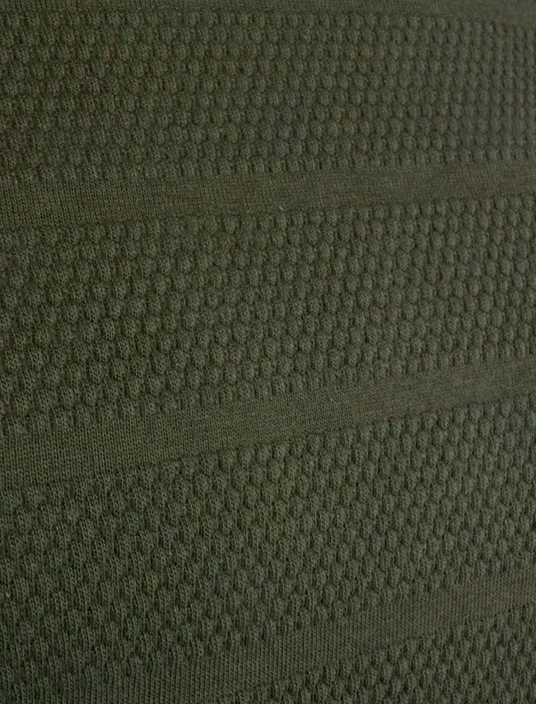 Stockton Crew Neck Cotton T-Shirt with Striped Texture in Khaki sold by Tokyo Laundry product image thumbnail 2