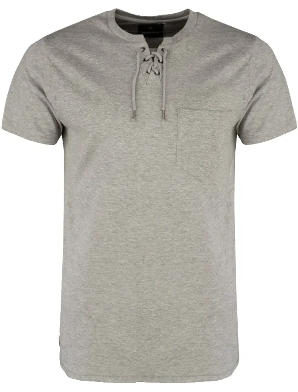 Ripon Cotton T-Shirt with Drawstrings and Chest Pocket in Grey Marl made by Threadbare