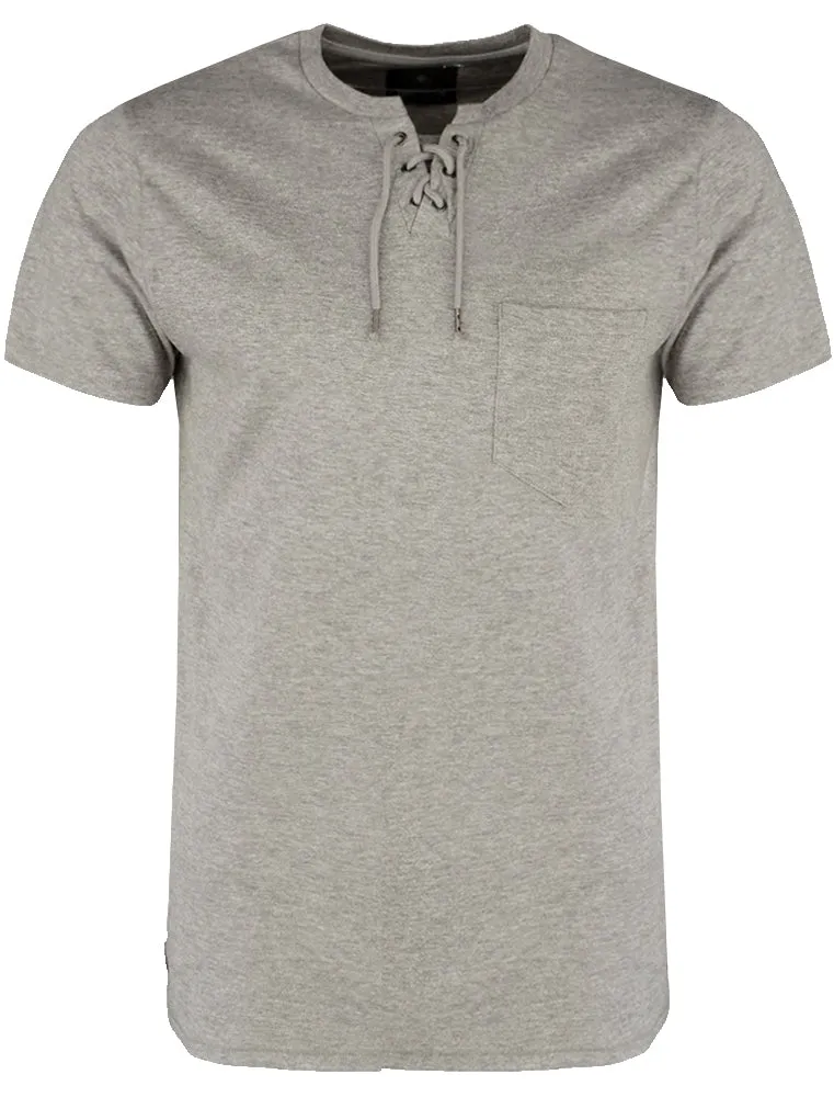 Ripon Cotton T-Shirt with Drawstrings and Chest Pocket in Grey Marl sold by Tokyo Laundry