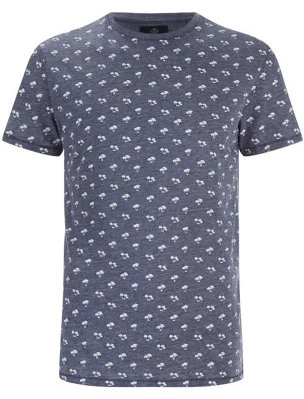Etna Palm Tree Print Crew Neck T-Shirt in Navy sold by Tokyo Laundry