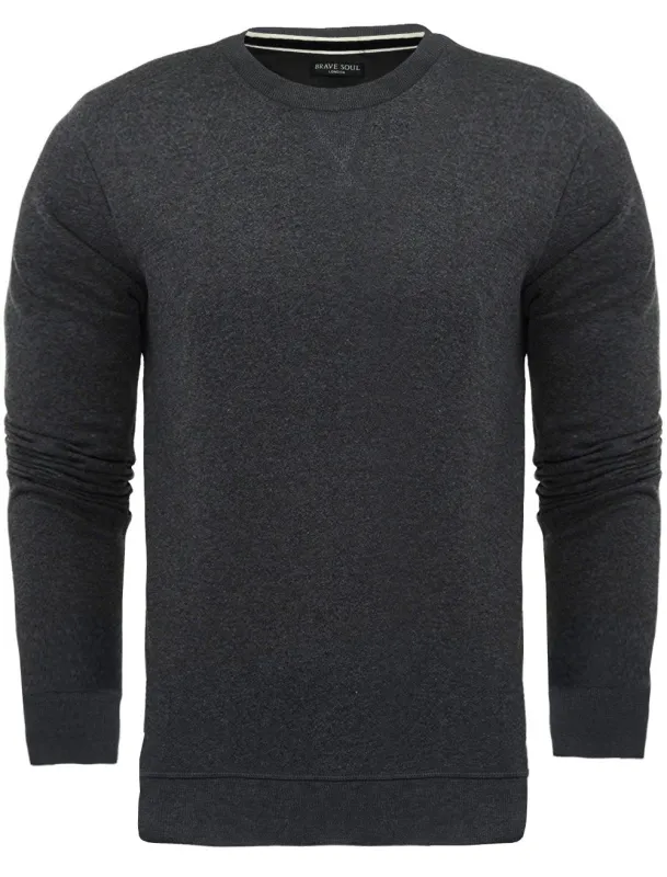 JonesO Crew Neck Sweatshirt in Charcoal Marl made by Brave Soul