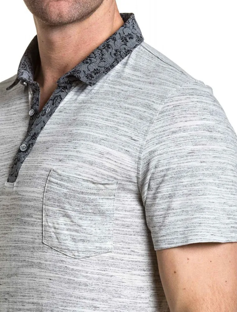 Klee Floral Collar Melange Polo Shirt in Light Grey Marl sold by Tokyo Laundry product image thumbnail 5
