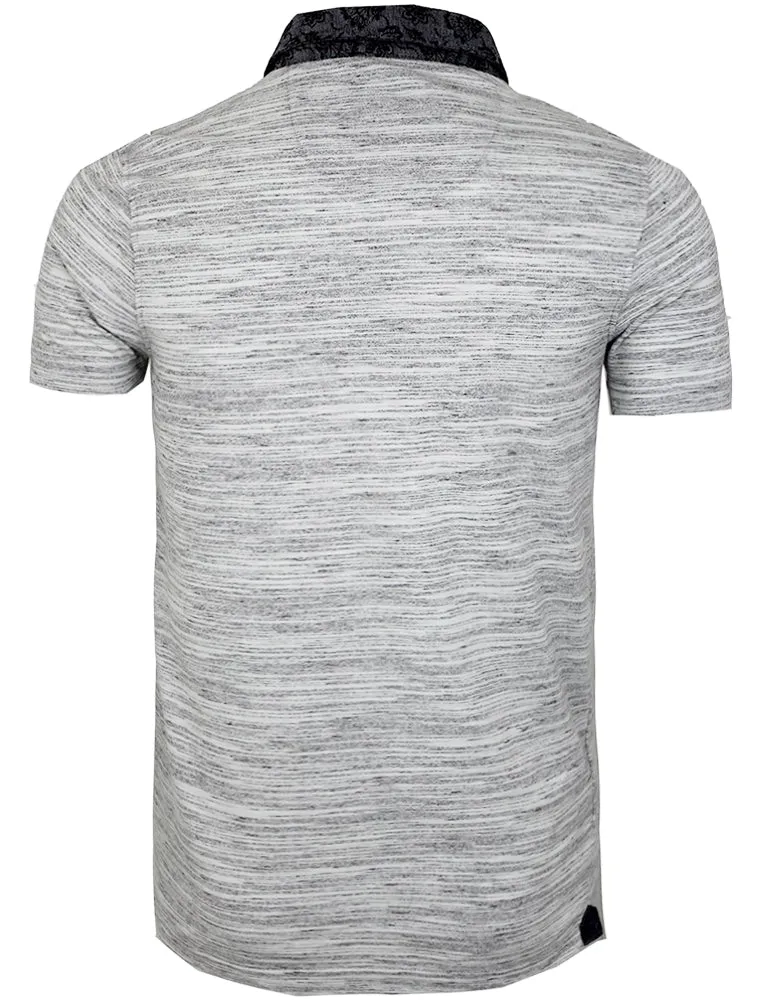 Klee Floral Collar Melange Polo Shirt in Light Grey Marl sold by Tokyo Laundry product image thumbnail 2